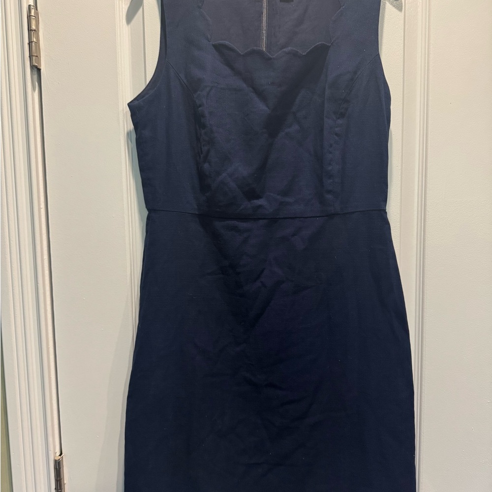 J. Crew Blue Sheath Mini Dress Scoop Neck Sleeveless